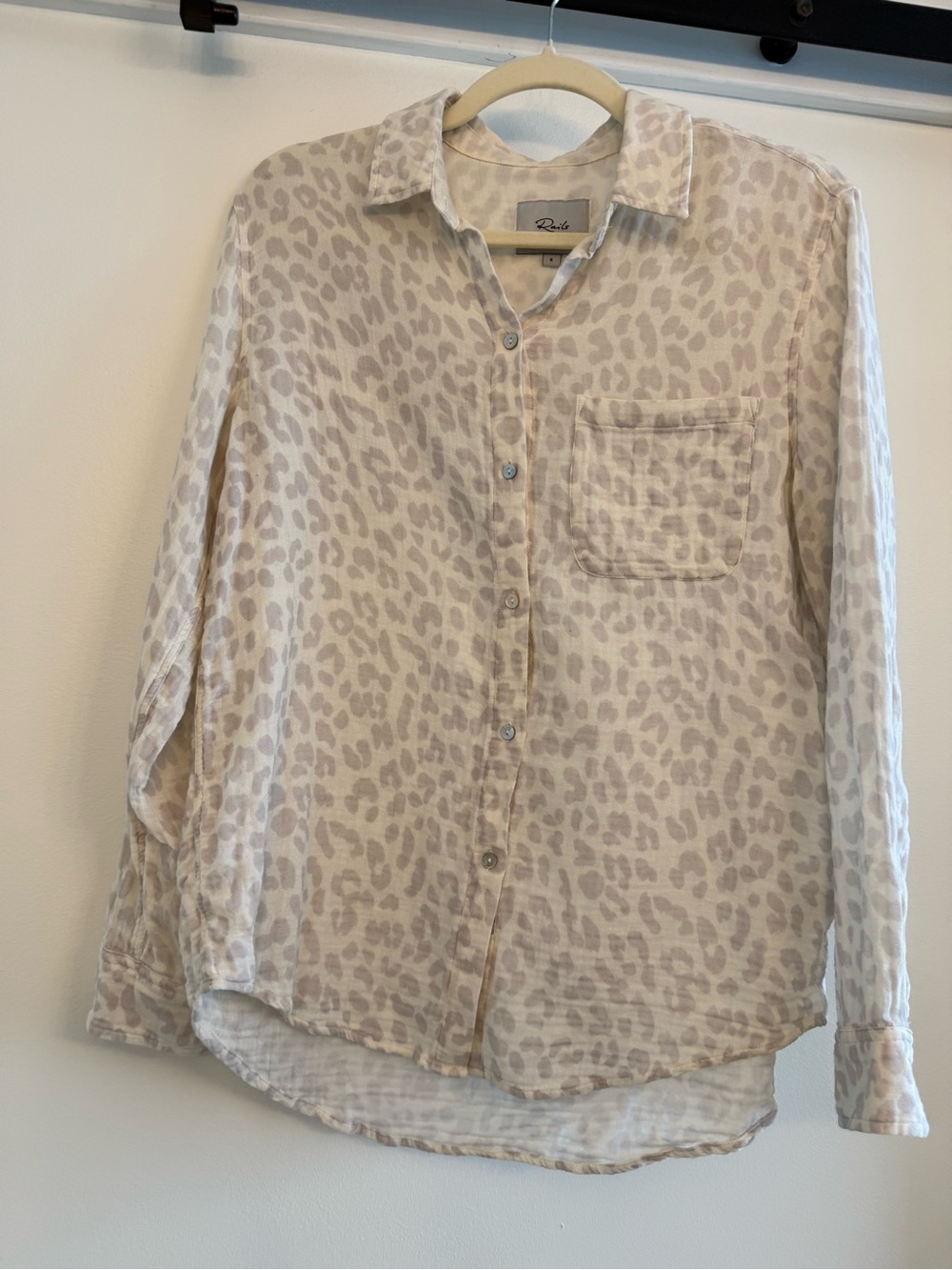 Rails Gauzy Cream Leopard Print Button-Down Shirt